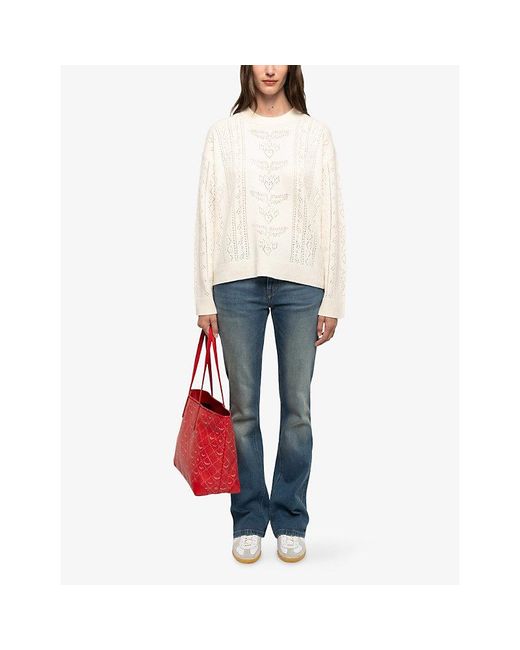 Zadig & Voltaire White Markuz Pointelle-Knit Wool And Cashmere-Blend Jumper