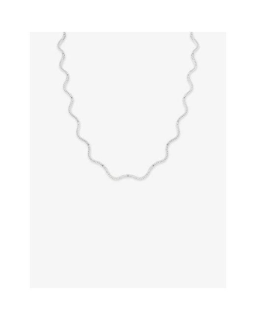 Astrid & Miyu Metallic Ripple Tennis-Plated Sterling Necklace