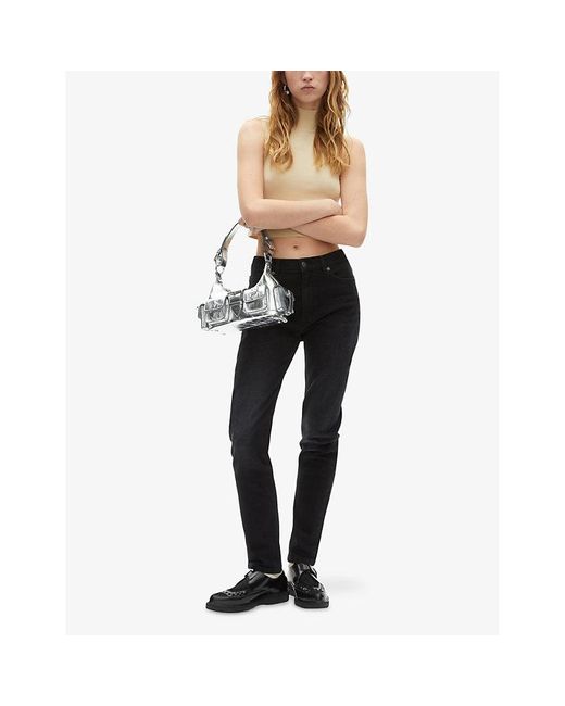 The Kooples White Amelia Metallic Small Leather Shoulder Bag