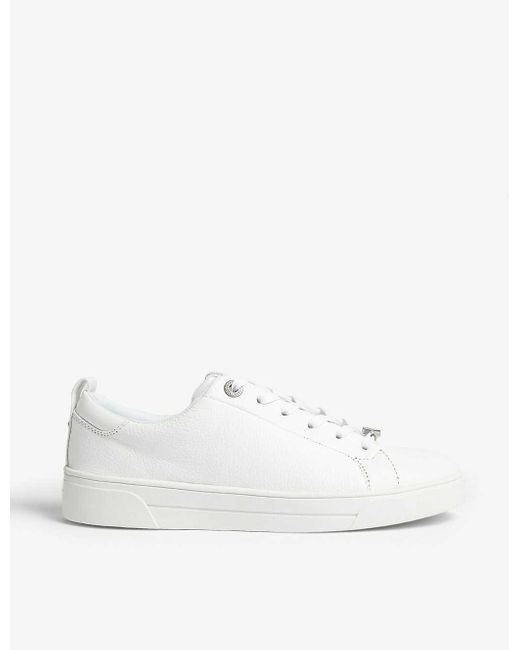 Ted Baker Womens White Tedah Branded Leather Trainers 4