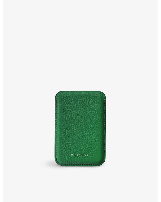 Mintapple Green Logo-embossed Magsafe Leather Wallet