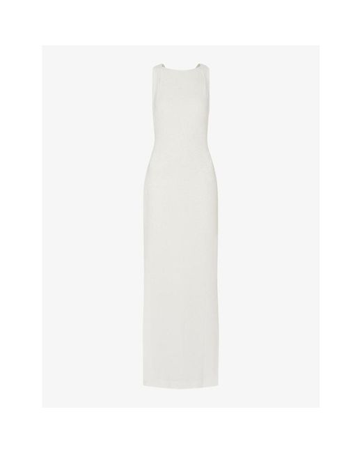 Whistles White Tie Back Slim-fit Stretch-crepe Maxi Dress