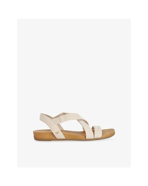 Dune Natural Landies Comfort-Strap Flat Leather Sandals