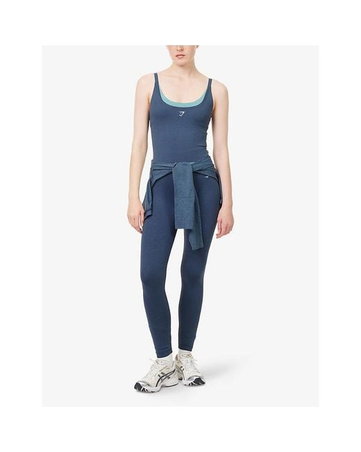 GYMSHARK Blue Interval Seamless Leggings