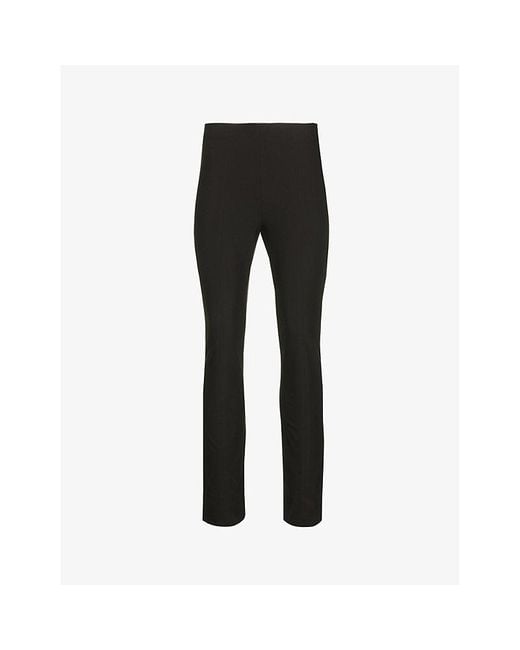 Vince Black Cropped Straight-Leg Mid-Rise Stretch-Woven Trousers