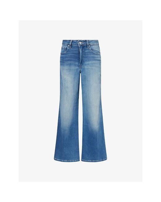 GOOD AMERICAN Blue Soft Tech Good Waist Palazzo Denim Ankle Jeans