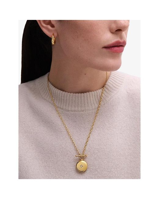 Astley Clarke Metallic Biography 18Ct And Sapphire T-Bar Locket Necklace