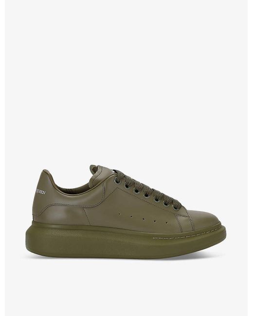 Alexander McQueen Green Mono Show Brand-foiled Leather Low-top Trainers for men