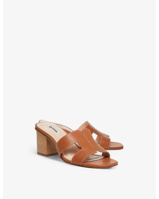tan block heel mules