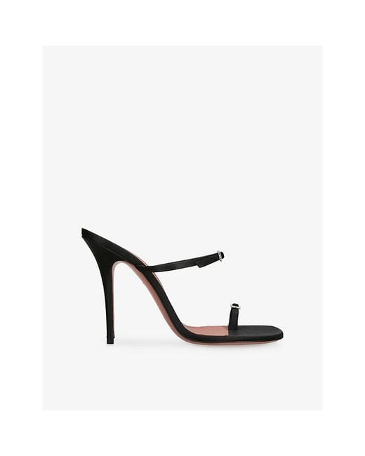 AMINA MUADDI Black Adut Thong 105 Leather Heeled Sandals