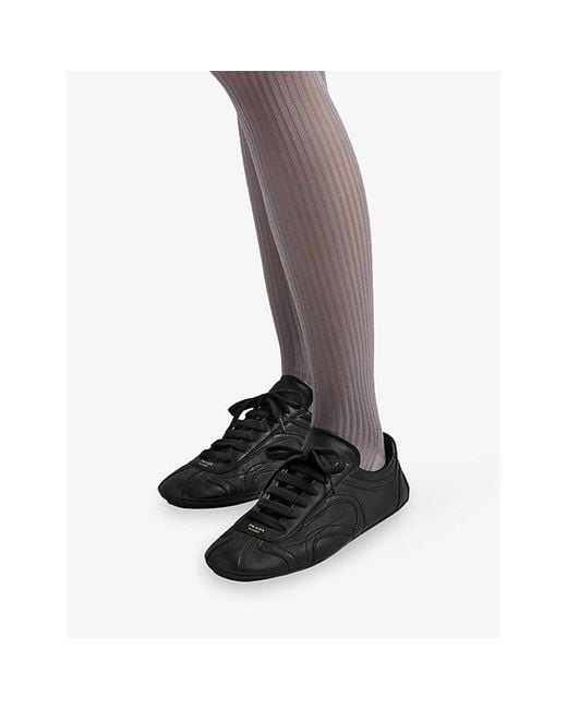 Prada Black Montecarlo Leather Trainers