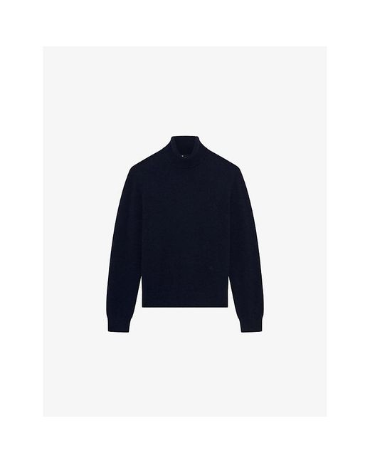 The Kooples Blue Turtleneck Brand-Embroidered Cashmere-Blend Jumper for men