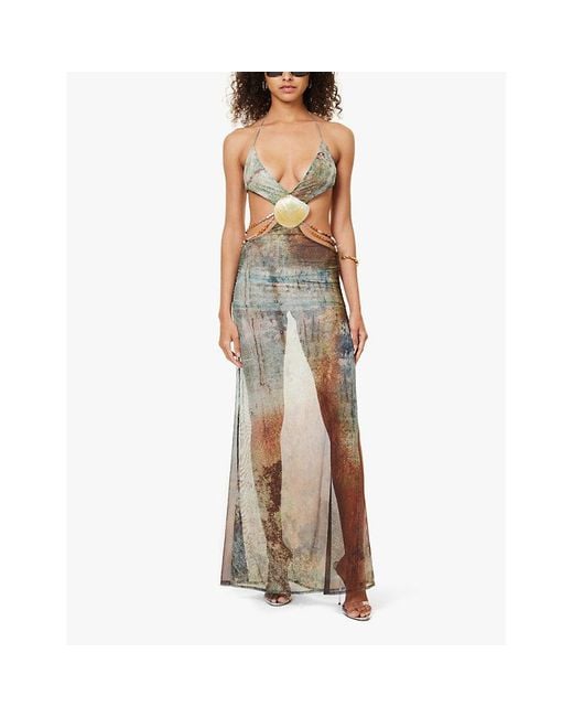 Jaded London Ocean Print Vida Shell-Trim Backless Stretch-Woven Maxi Dress | Lyst Jaded London Ocean Print Vida Shell-Trim Backless Stretch-Woven Maxi Dress | Lyst