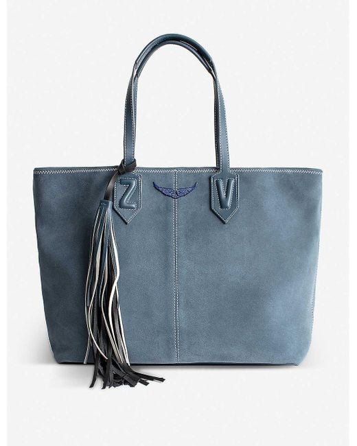 Zadig & Voltaire Mick Suede Tote Bag in Blue | Lyst