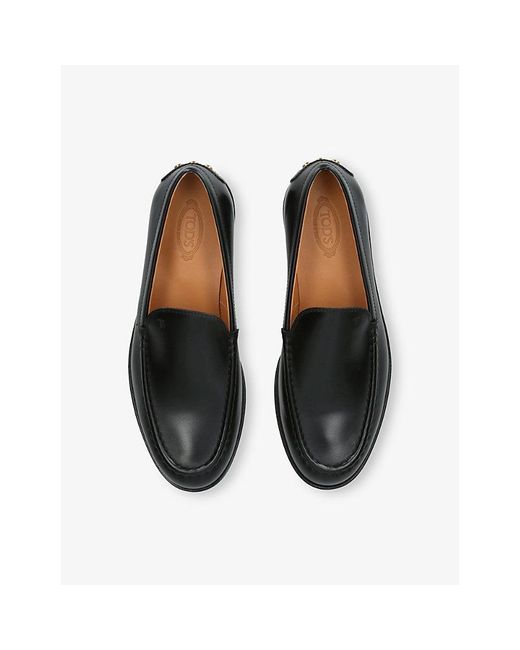 Tod's Black Branded Leather Loafers