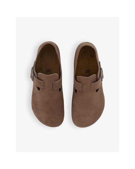 Birkenstock Brown London Raised-Heel Suede Shoes for men