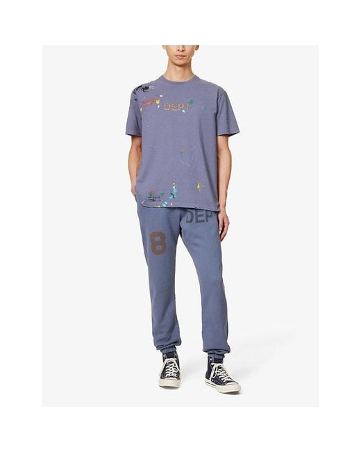 GALLERY DEPT. Blue Vy Branded-print Drawstring-waist Cotton-jersey jogging Bottoms X for men