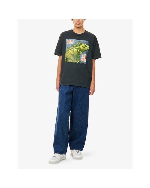 Obey Green Graphic-Print Regular-Fit Cotton T-Shirt for men