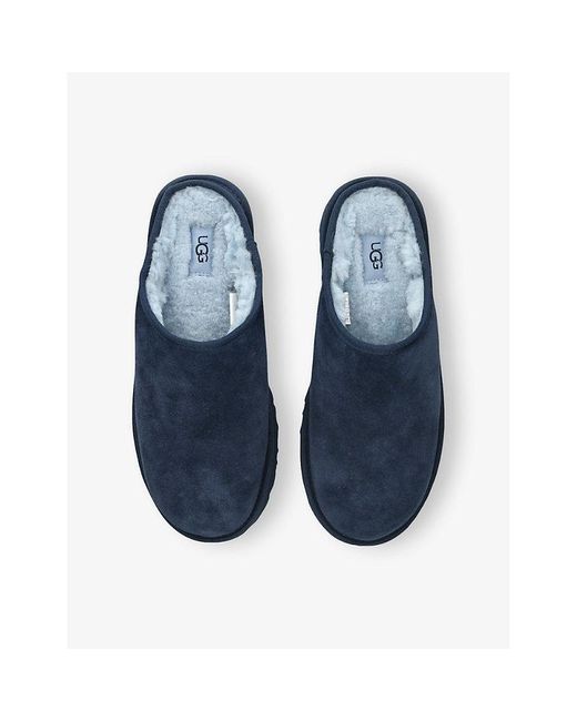 Ugg Blue Classic Slip-On Suede And Shearling Slippers for men
