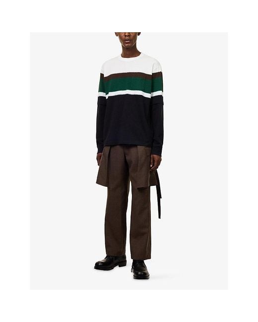 Sacai Green Chusen-Dyed Long-Sleeve Cotton T-Shirt for men