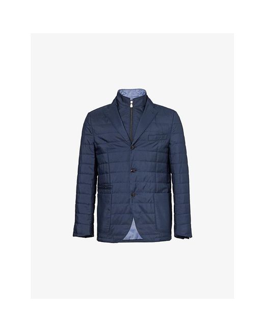 Corneliani Blue Single-breasted Quilted Woven Blazer for men
