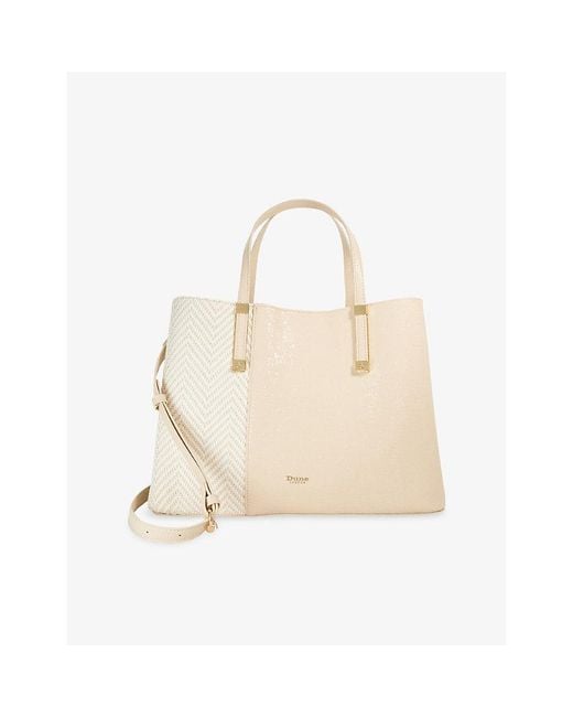 Dune Natural Dorry Large Faux-Leather Tote Bag
