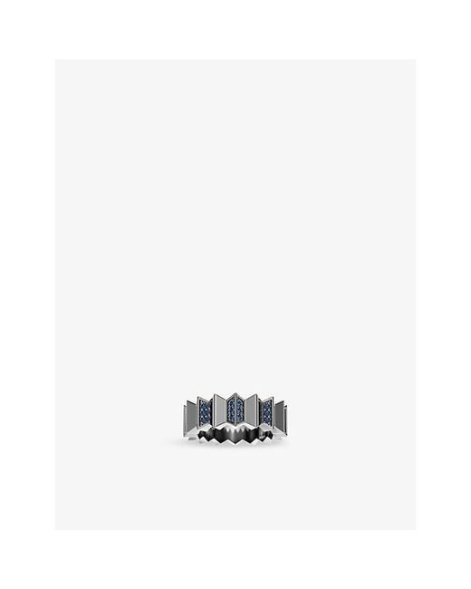Apm Monaco White Up And Down Sterling- And Cubic Zirconia Ring