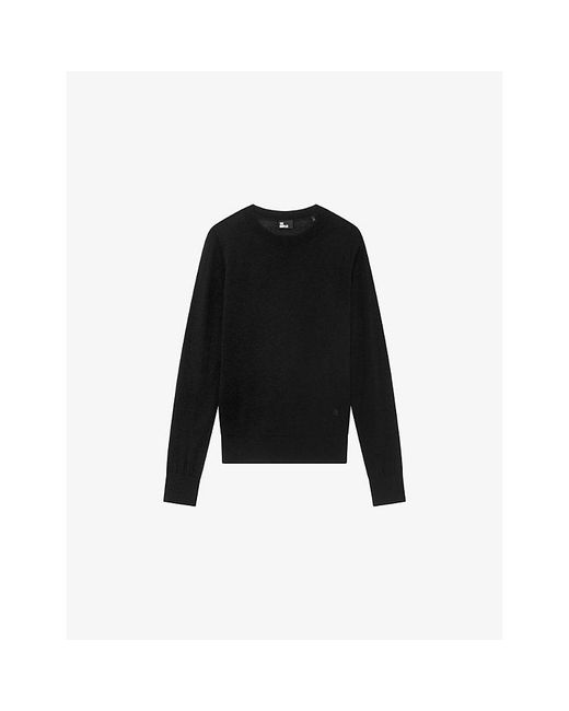 The Kooples Black Round-Neck Long-Sleeve Wool Jumper