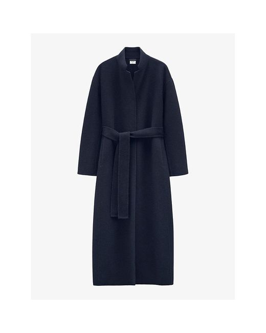 Filippa K Blue Alexa Belted Wool-blend Coat