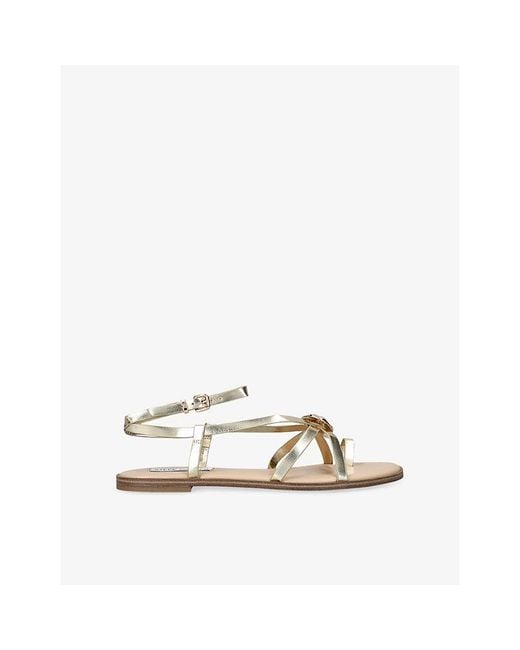 Steve Madden Natural Napa Valley Flat Faux-Leather Sandals