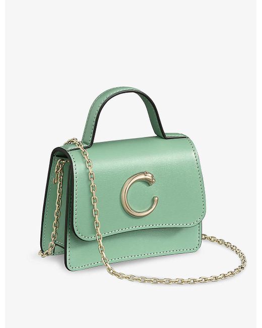 Cartier Green Panthère De Micro Leather Top-handle Bag