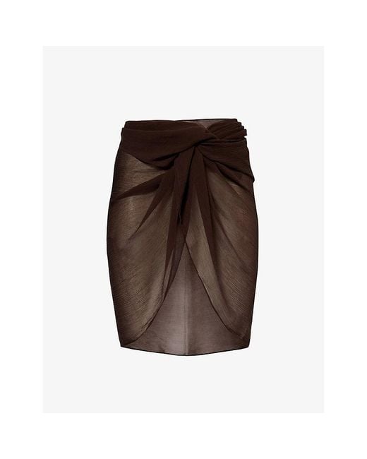 Away That Day Brown Sicily Crepe Sarong