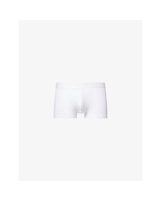 Sunspel White Branded Mid-Rise Stretch-Woven Trunks for men
