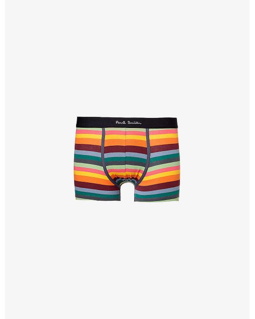 Paul Smith White Striped Stretch-organic Cotton Trunks for men