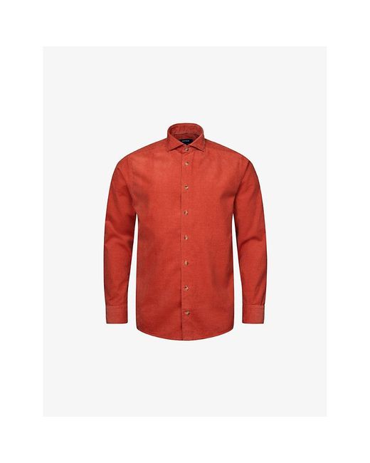Eton of Sweden Red Spread-collar Regular-fit Cotton-corduroy Shirt for men