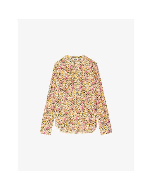 Zadig & Voltaire Natural Tink Floral-Print Woven Top