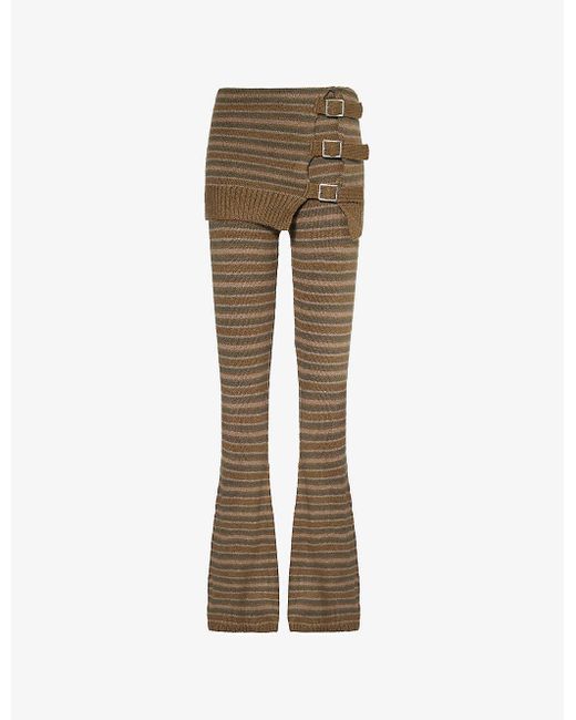 Jaded London Natural Striped Knitted Trousers