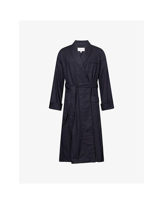 Derek Rose Blue Paris Cotton Robe for men