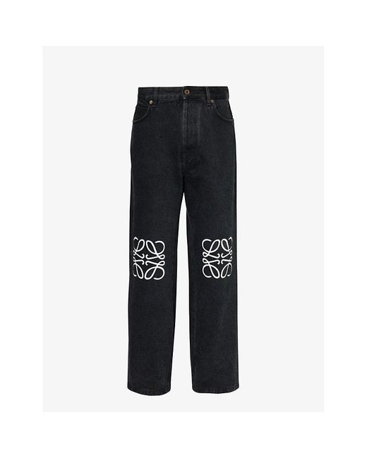 Loewe Black Anagram-embellished Straight-leg Jeans for men