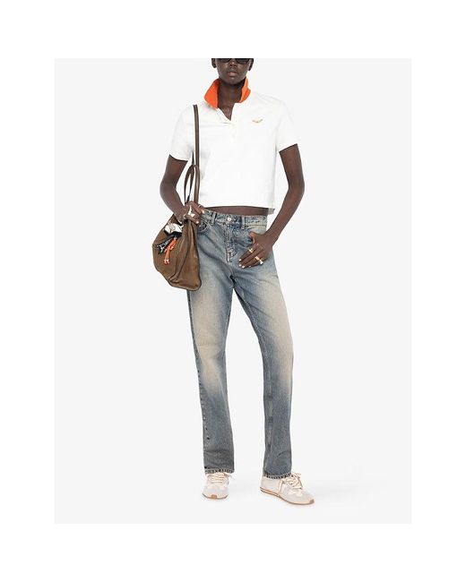 Zadig & Voltaire White Mirta Logo-Embroidered Cotton Polo Shirt