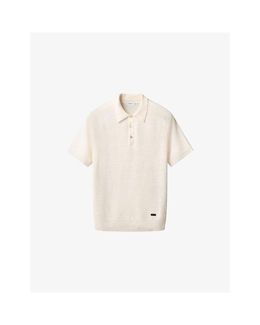 Eton of Sweden Natural Short-Sleeve Fine-Knit Cotton And Linen Polo Shirt for men
