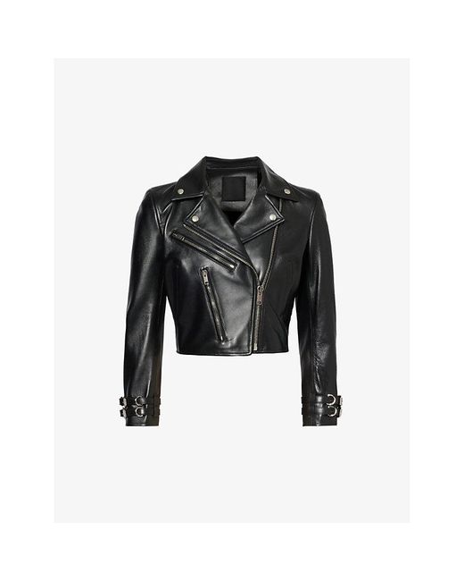 Givenchy Black Cropped Leather Jacket