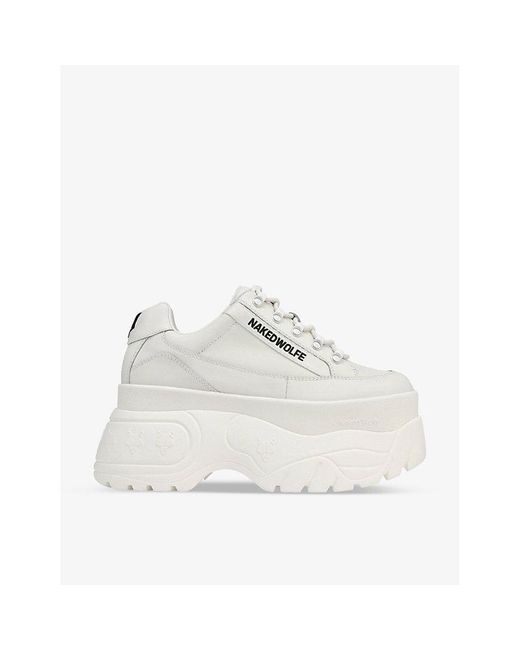 Naked Wolfe White Sprinter Leather Trainers