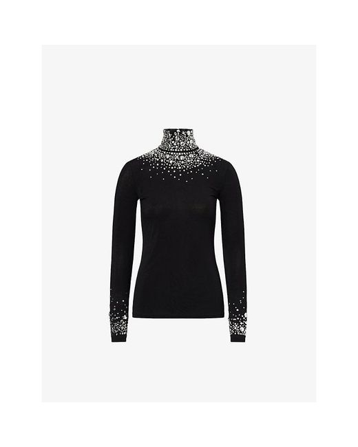 Rabanne Black Studded Long-Sleeve Jersey Top