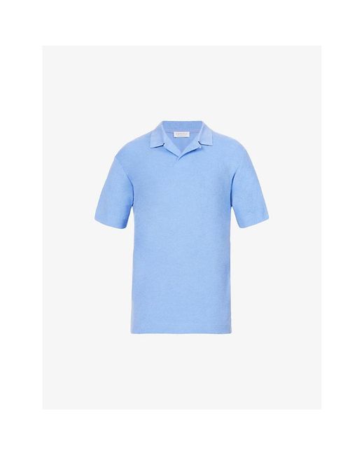 Sunspel Ribbed-trim Cotton-towelling Polo Shirt in Blue for Men | Lyst