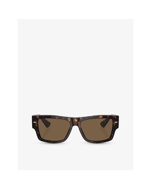 Dolce & Gabbana Brown Dg4451 Rectangle-frame Acetate Sunglasses