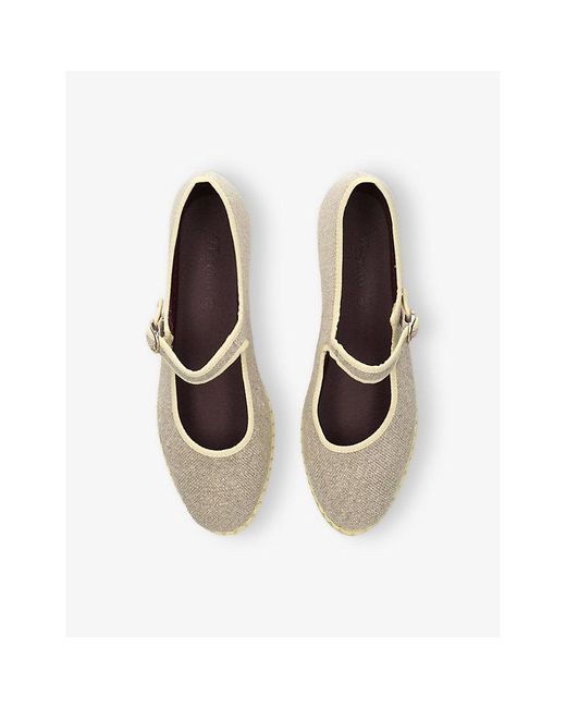 Flabelus White Imelda Linen Ballet Flats