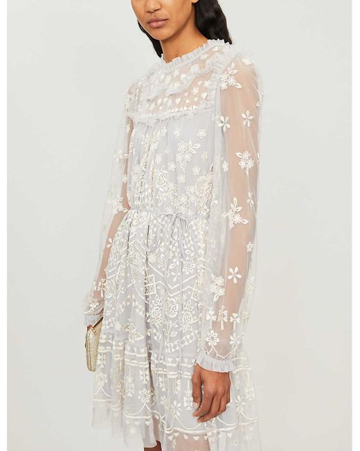 embroidered chiffon dress