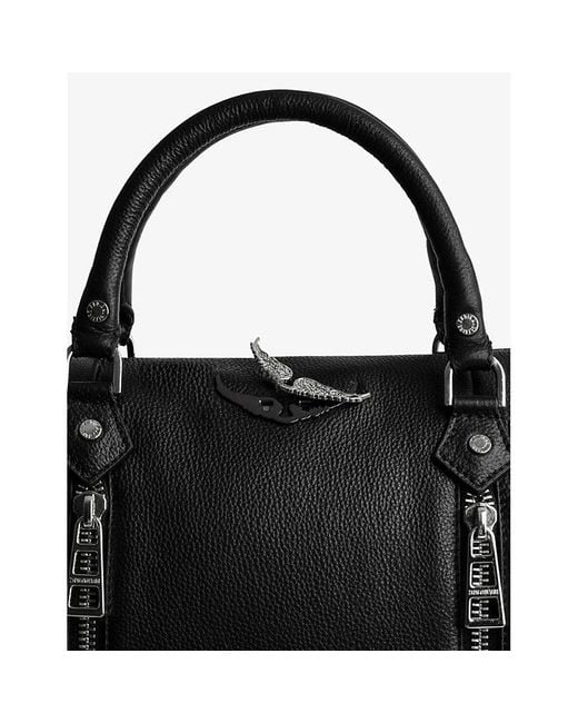 Zadig & Voltaire Black Sunny Medium Grained Leather Bowling Bag