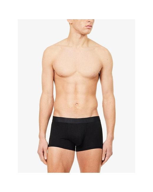 Sunspel Black Branded Mid-Rise Stretch-Woven Trunks for men